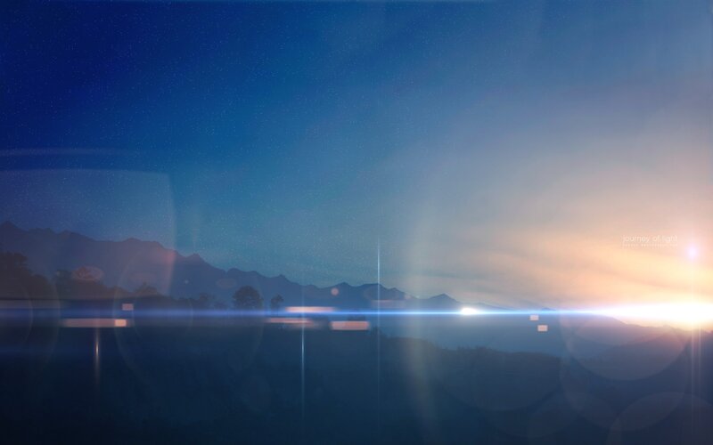 Mountain Range at Dusk — Blue, Serene, Sunset, Digital Art