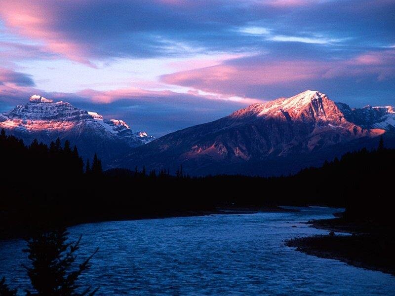 Mountain Range at Dusk — Blue, Serene, Sunset