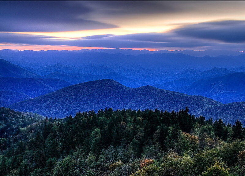 Mountain Range at Dusk — Blue