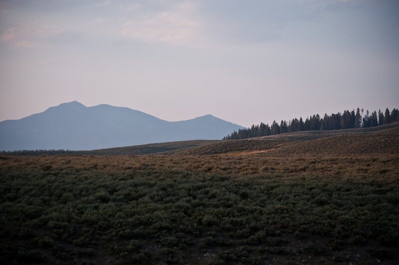 Mountain Range at Dusk — Brown, Serene, Sunset