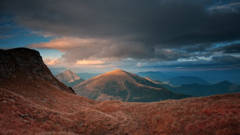 Mountain Range at Dusk — Brown