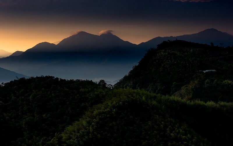 Mountain Range at Dusk — Dark Blue