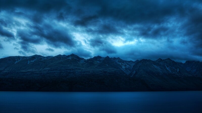Mountain Range at Dusk — Dramatic