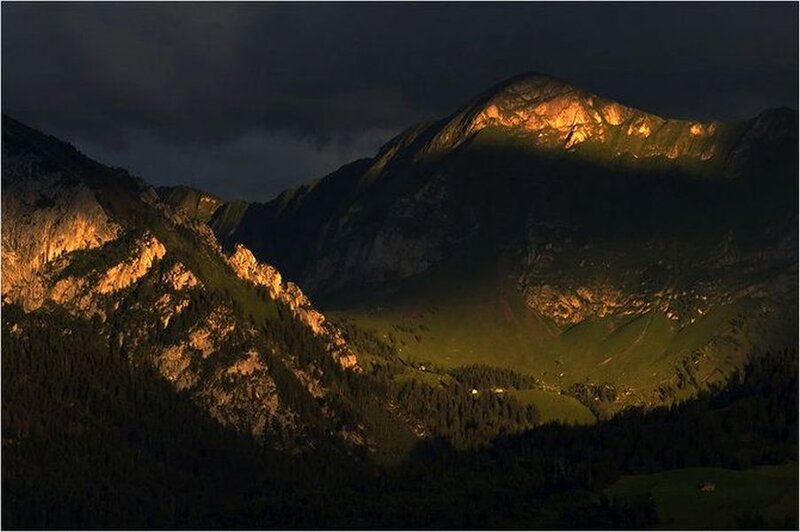 Mountain Range at Dusk — Green