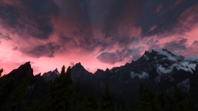 Mountain Range at Dusk — Pink, Dramatic, Sunset, 3d Render