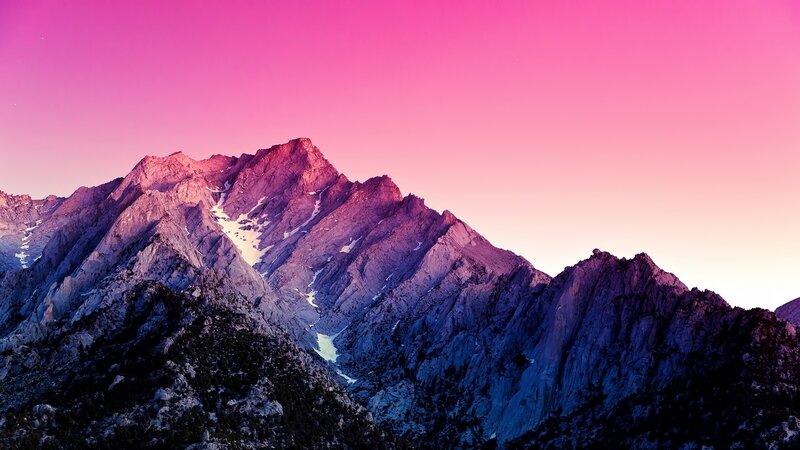 Mountain Range at Dusk — Pink, Serene, Sunset, Photograph