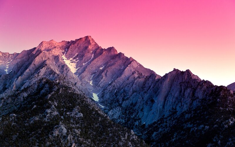 Mountain Range at Dusk — Pink, Serene