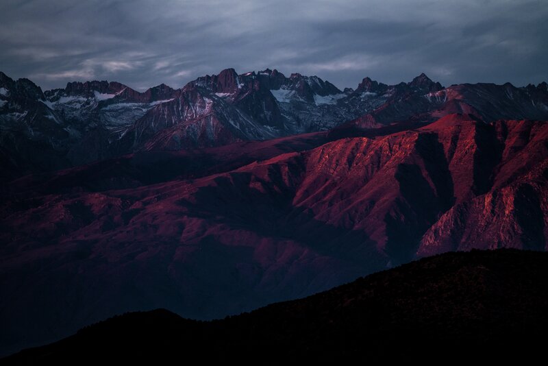 Mountain Range at Dusk — Purple, Dramatic, Night, Photograph, Mountains