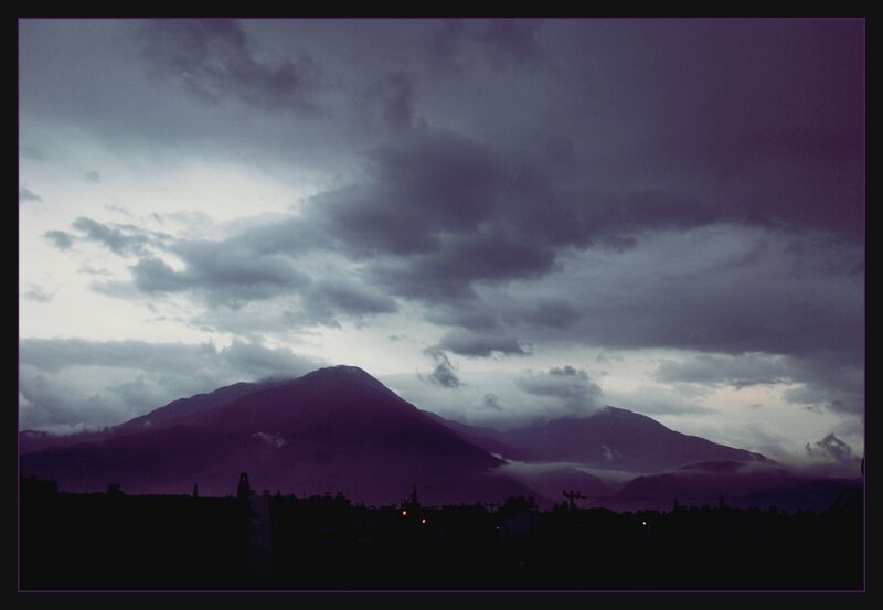 Mountain Range at Dusk — Purple, Dramatic, Night, Photograph