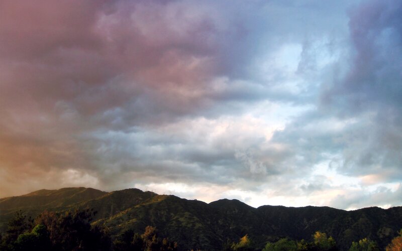 Mountain Range at Dusk — Purple, Dramatic, Sunset, Photograph, Clouds