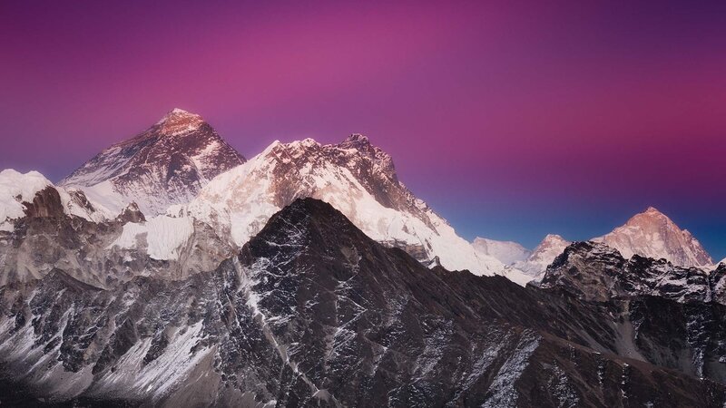 Mountain Range at Dusk — Purple, Dramatic, Sunset, Photograph