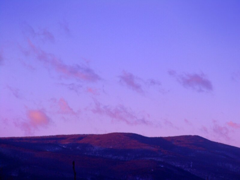 Mountain Range at Dusk — Purple, Serene, Photograph