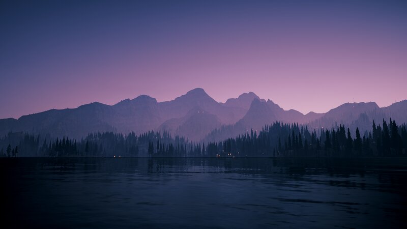 Mountain Range at Dusk — Purple, Serene, Sunset, 3d Render