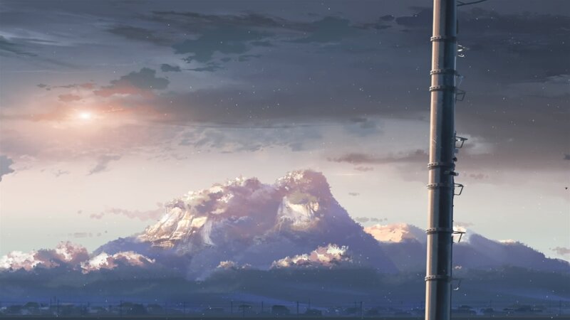 Mountain Range at Dusk — Purple, Serene, Sunset, Anime