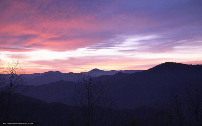 Mountain Range at Dusk — Purple, Serene, Sunset, Photograph