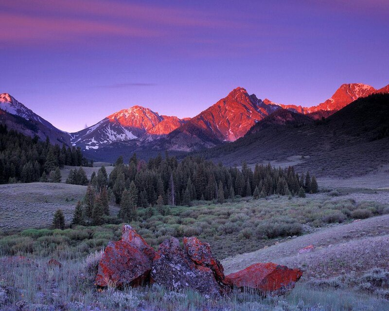 Mountain Range at Dusk — Purple, Serene, Sunset