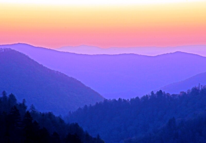 Mountain Range at Dusk — Purple, Serene