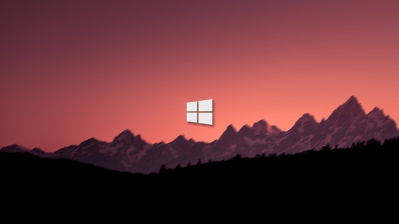 Mountain Range at Dusk — Red, Dramatic, Sunset, Digital Art, Sky