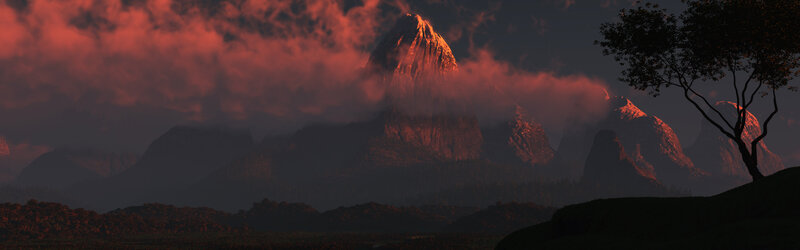 Mountain Range at Dusk — Red, Dramatic, Sunset