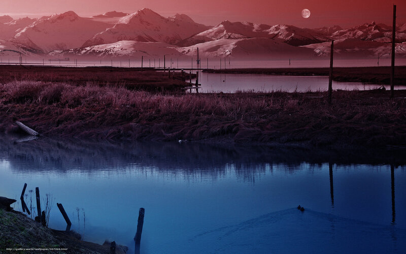 Mountain Range at Dusk — Red, Dramatic