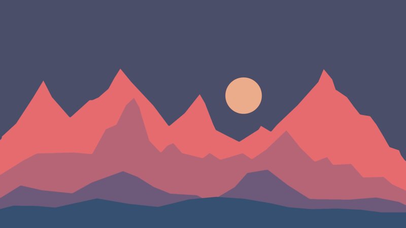 Mountain Range at Dusk — Red, Serene
