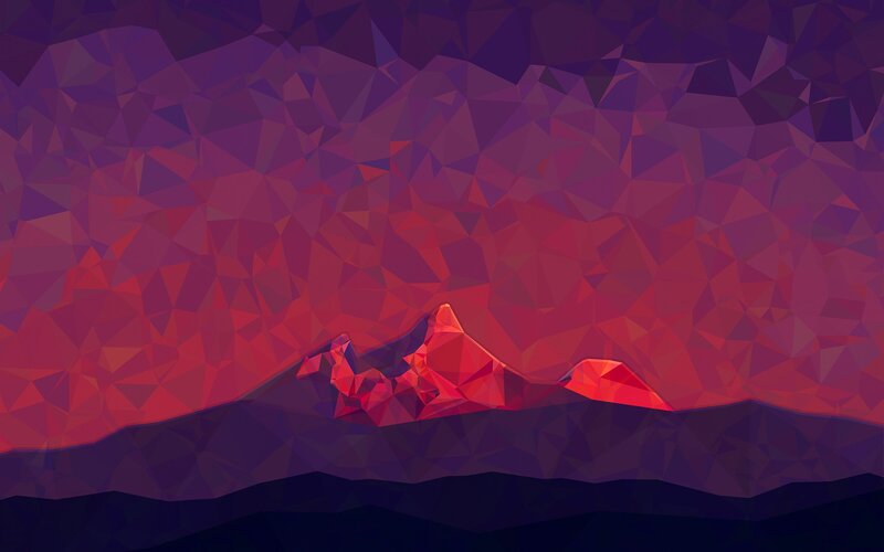 Mountain Range at Dusk — Red