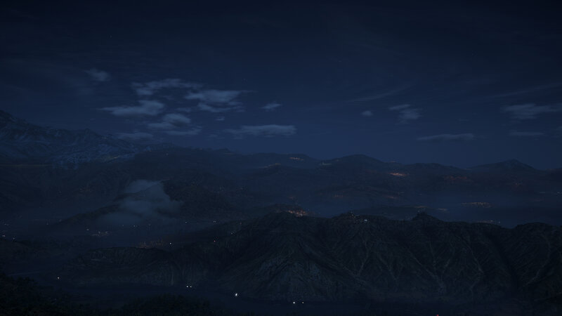 Mountain Range at Night — Blue, Dark, Serene