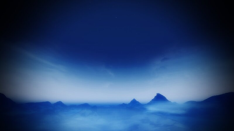 Mountain Range at Night — Blue, Serene, Digital Art, Mountains