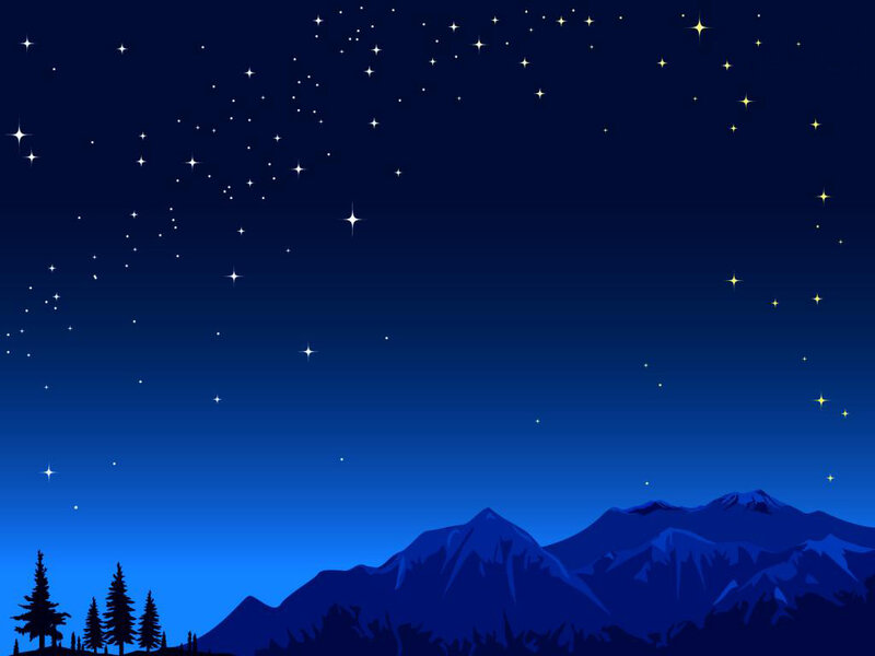 Mountain Range at Night — Blue, Serene, Vector Art