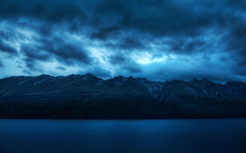 Mountain Range at Night — Dramatic