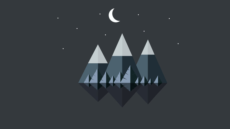 Mountain Range at Night — Gray, Serene