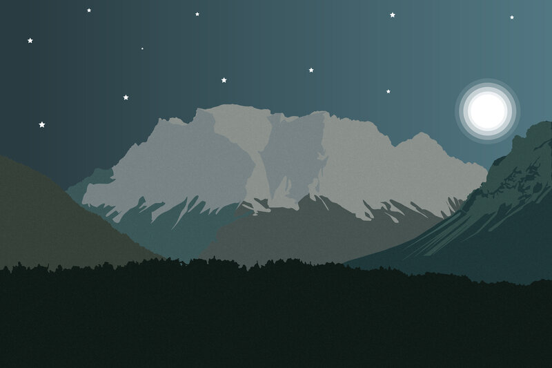 Mountain Range at Night — Gray