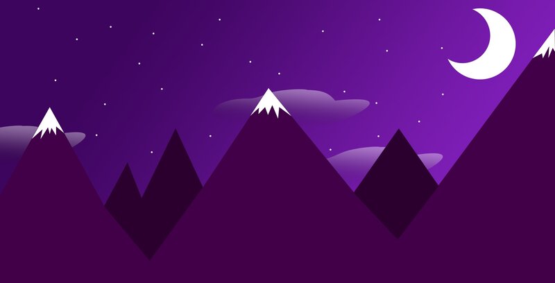 Mountain Range at Night — Purple, Serene, Vector Art