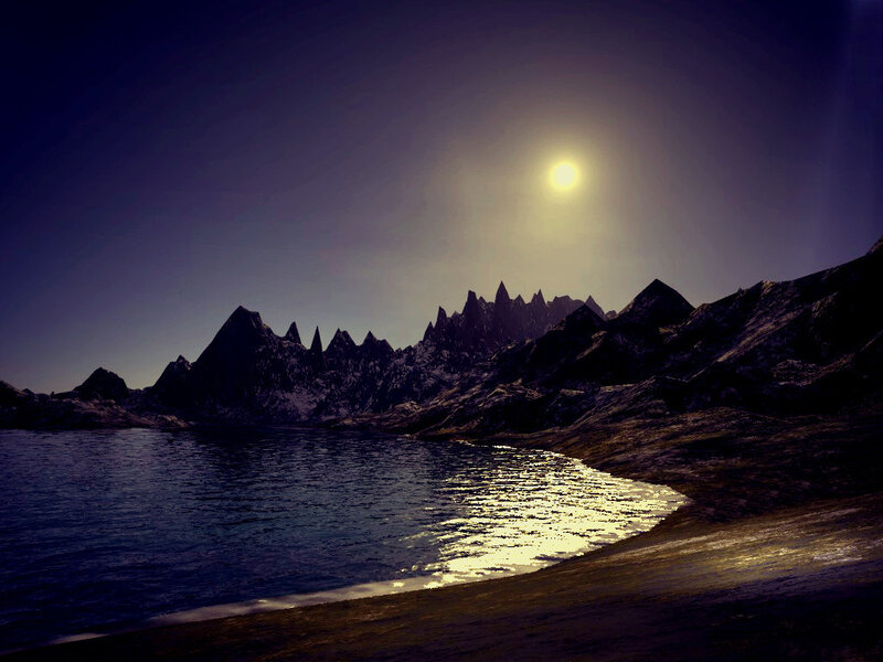 Mountain Range at Night — Purple