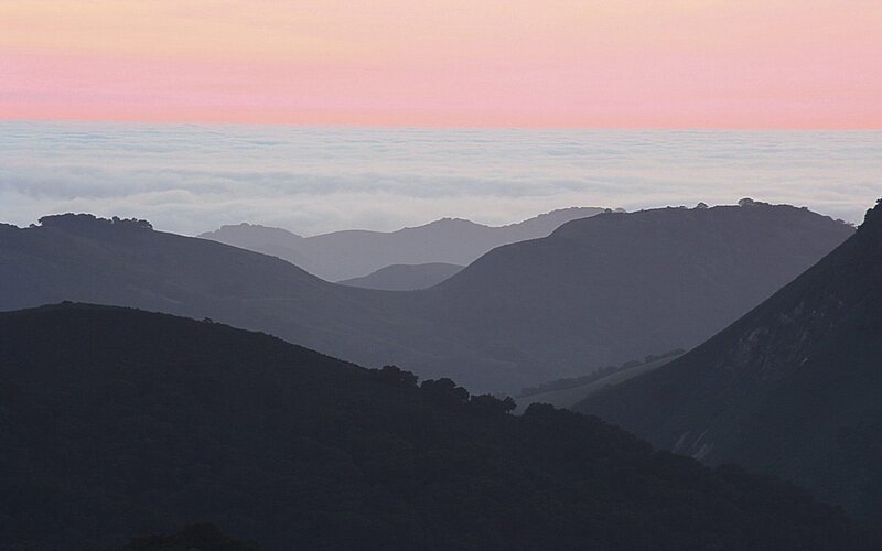 mountain range at sunrise