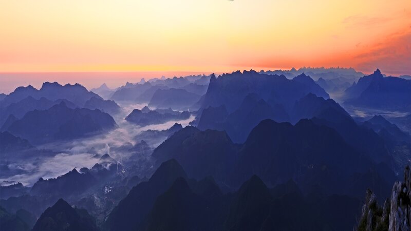 Mountain range at sunrise