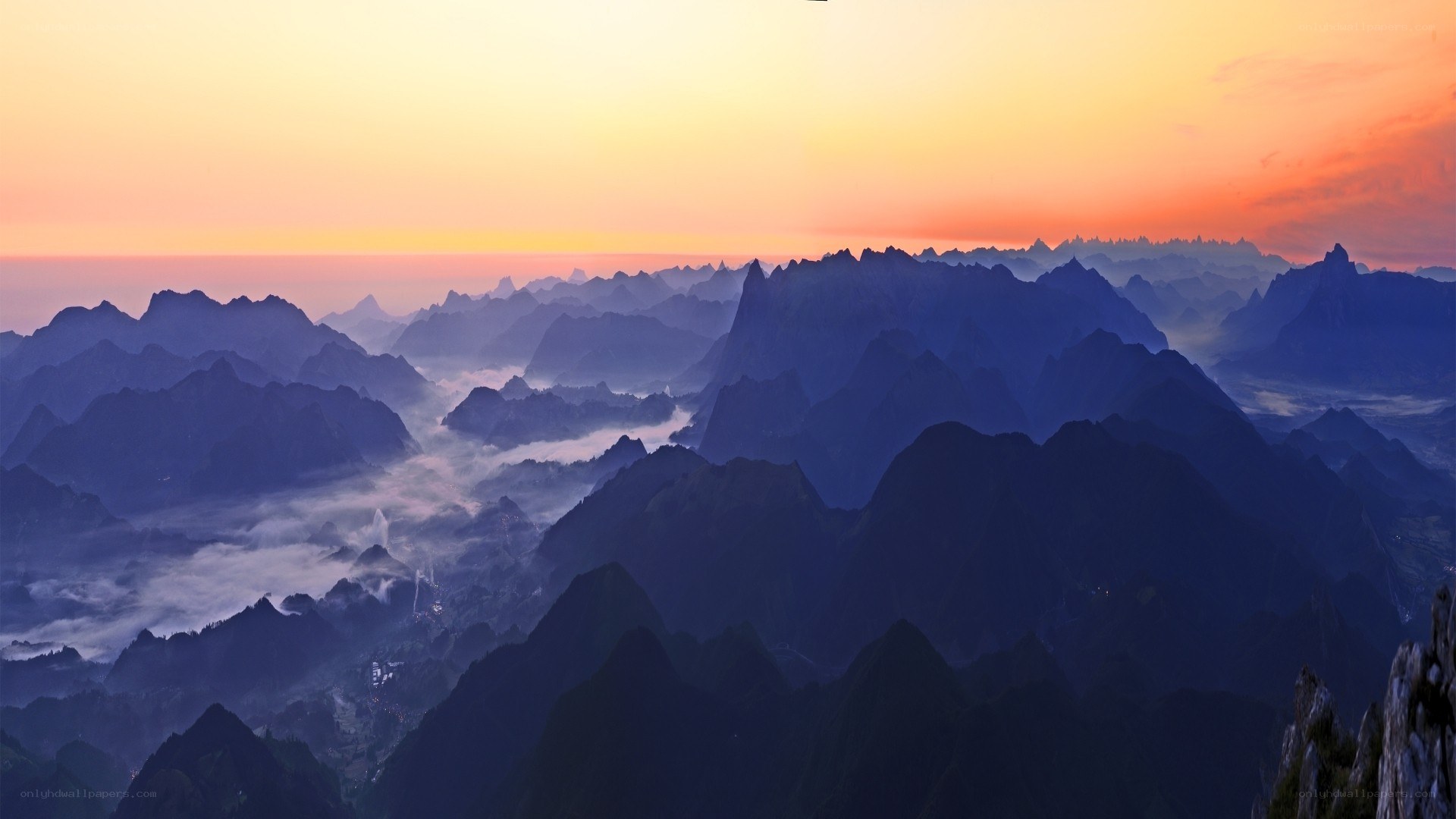 Mountain range at sunrise
