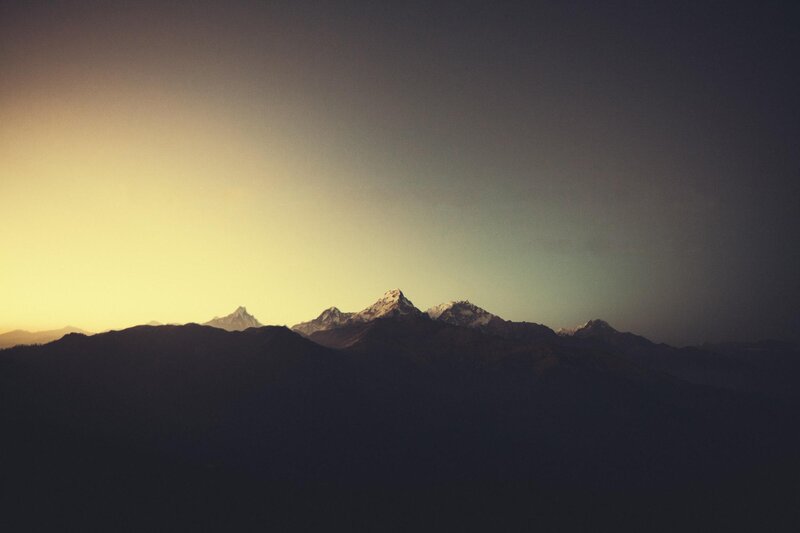 mountain range at sunrise