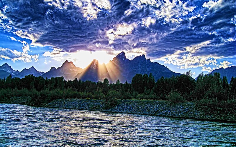 Mountain Range at Sunrise — Blue