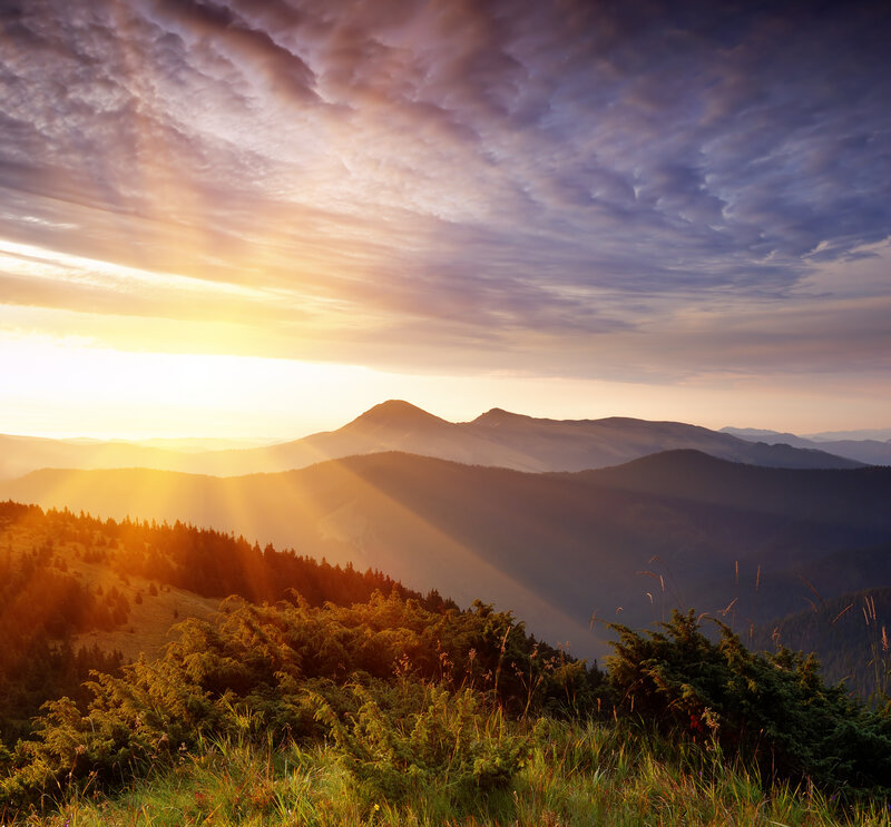 Mountain Range at Sunrise — Gold