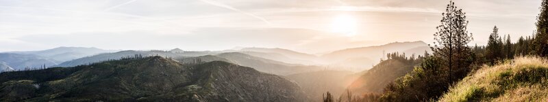 Mountain Range at Sunrise — Green, Serene, Photograph, Sun