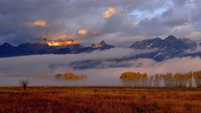Mountain Range at Sunrise — Orange, Dramatic