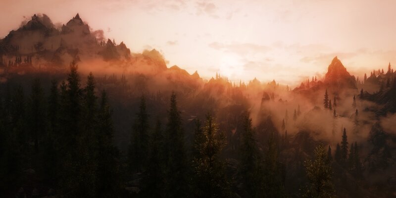 Mountain Range at Sunrise — Orange, Serene, 3d Render