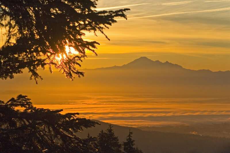 Mountain Range at Sunrise — Orange, Serene