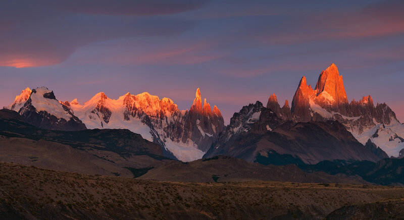 Mountain Range at Sunrise — Purple