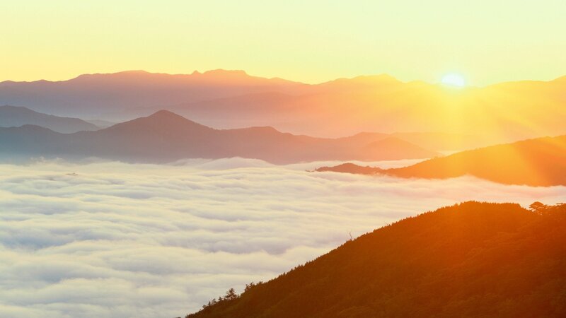 Mountain Range at Sunrise — Serene