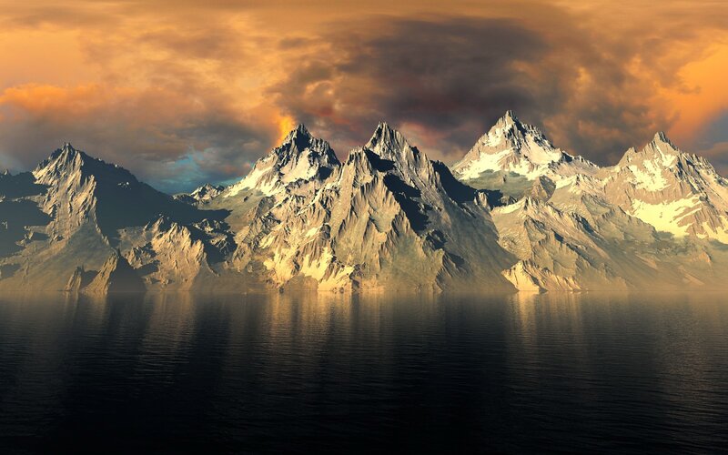 Mountain range at sunset