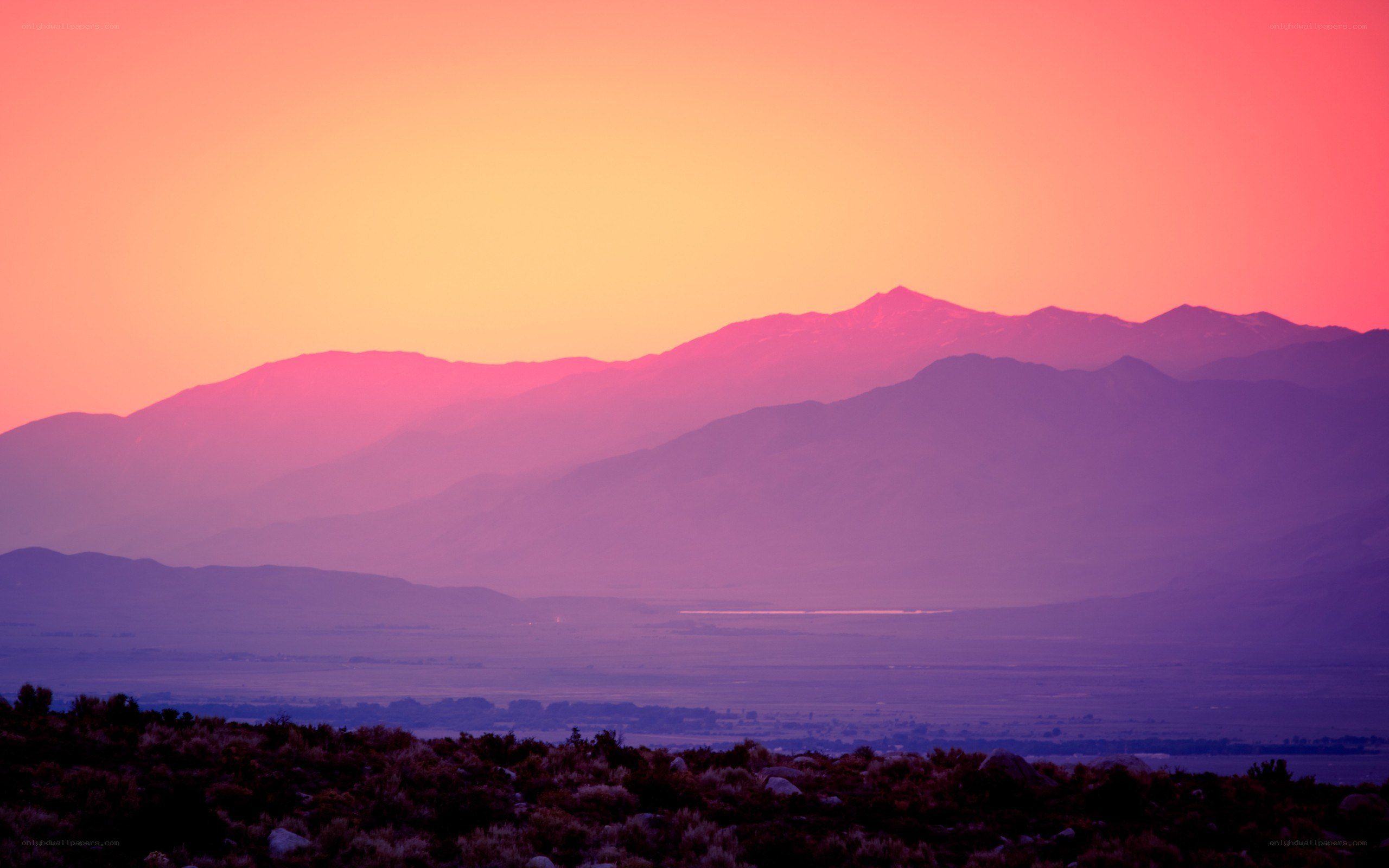 mountain range at sunset