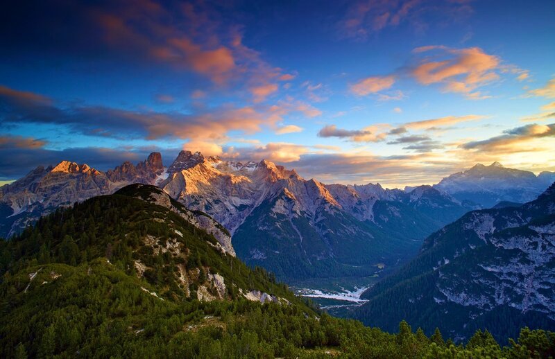 Mountain range at sunset