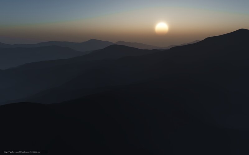 Mountain Range at Sunset — Black